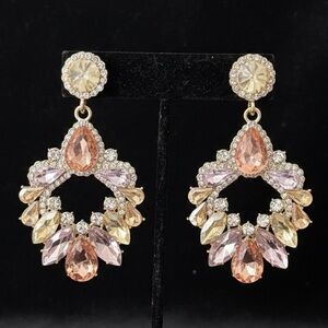 Elegant Teardrop Earrings with Pink and Gold Accents